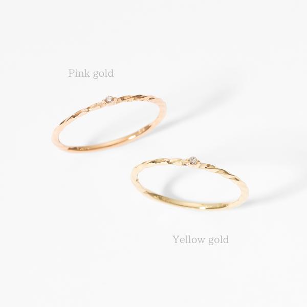 リング ダイヤモンド 0.01ct K10 YG イエローゴールド 10金  シンプル スリム 華奢 かわいい 指輪 人気アイテム 大人 プレゼント L&Co.の画像