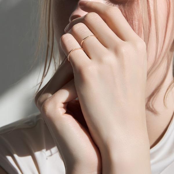 リング ダイヤモンド 0.03ct K10 PG ピンクゴールド 10金  シンプル スリム 華奢 かわいい 指輪 人気アイテム 大人 プレゼント L&Co.の画像
