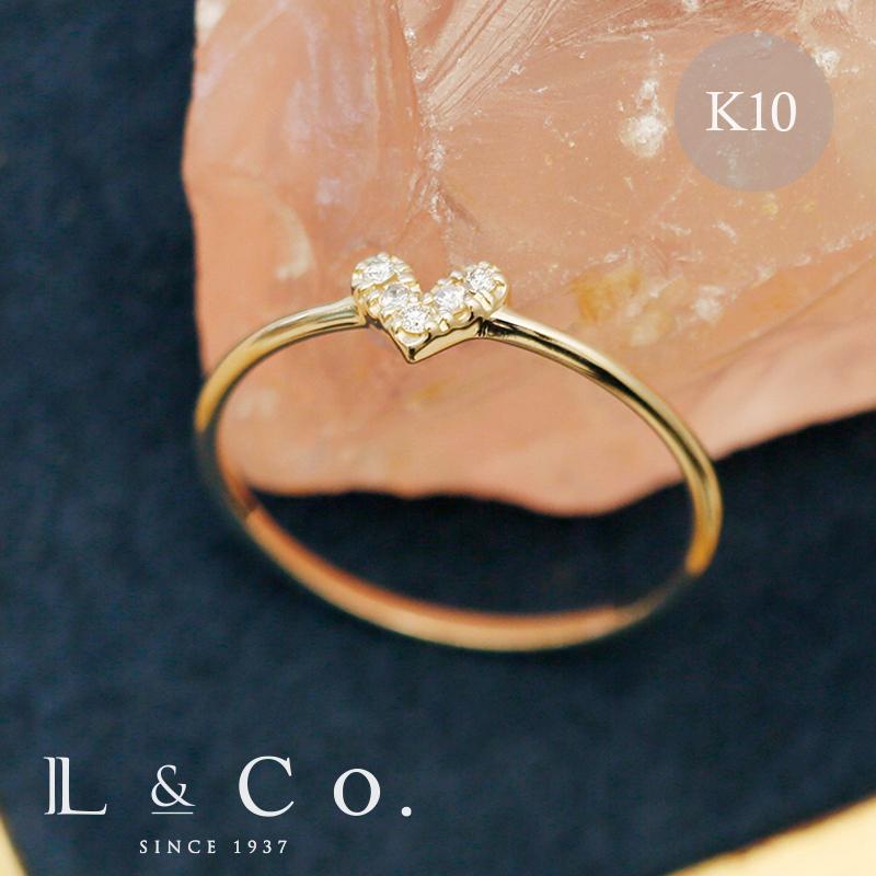 リング レディース ダイヤモンド ハート K10 10金 10Ｋ 華奢 指輪 人気