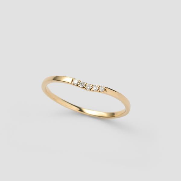 リング ダイヤモンド 0.03ct K10 YG イエローゴールド 10金  シンプル スリム 華奢 かわいい 指輪 人気アイテム 大人 プレゼント L&Co.の画像