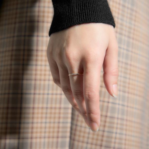 リング ダイヤモンド 0.03ct K10 YG イエローゴールド 10金  シンプル スリム 華奢 かわいい 指輪 人気アイテム 大人 プレゼント L&Co.の画像