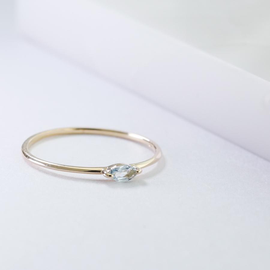 10金 リング 指輪 3月 アクアマリン K10 天然石 シンプル プレゼント レディース 誕生石 ゴールドリング L＆Co.（エルアンドコー）の画像