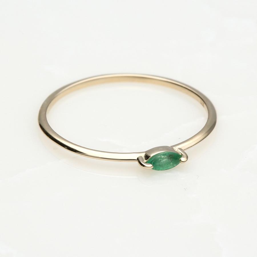 10金 リング 指輪 5月 エメラルド K10 天然石 シンプル プレゼント