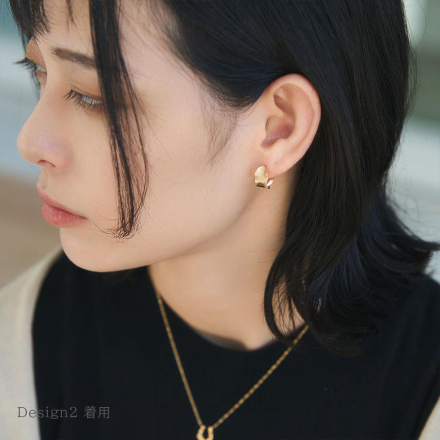 ピアス レディース K10 10金 ピアス 地金 シンプル イエローゴールド 葉っぱ ひらひら 大ぶり フープ 人気アイテム L&Co. エルアンドコーの画像