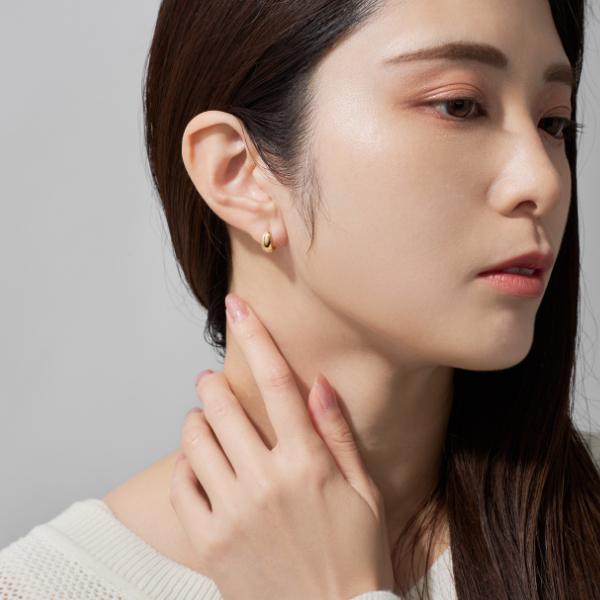 ピアス レディース メンズ ユニセックス 18金 k18 フープ  イエローゴールド シンプル ボリューム プレゼント ギフト  L&Co. エルアンドコーの画像