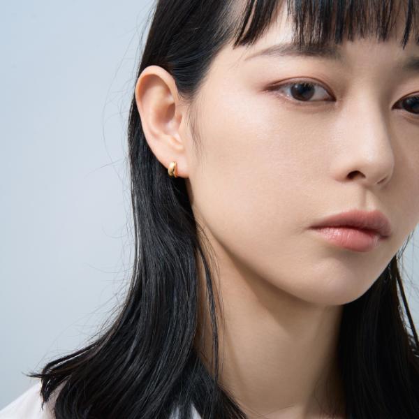 ピアス レディース メンズ ユニセックス 18金 k18 フープ  イエローゴールド シンプル ボリューム プレゼント ギフト  L&Co. エルアンドコーの画像