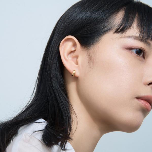 ピアス レディース メンズ ユニセックス 18金 k18 フープ  イエローゴールド シンプル ボリューム プレゼント ギフト  L&Co. エルアンドコーの画像