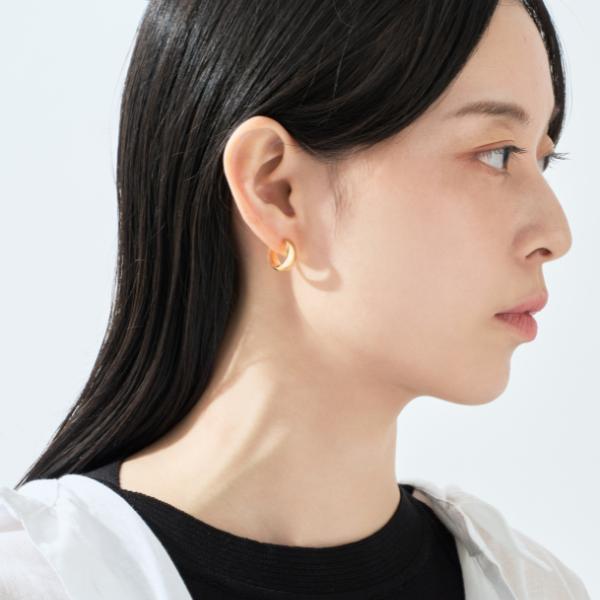 ピアス レディース メンズ ユニセックス  18金 k18 フープ  イエローゴールド シンプル ボリューム プレゼント ギフト  L&Co. エルアンドコーの画像