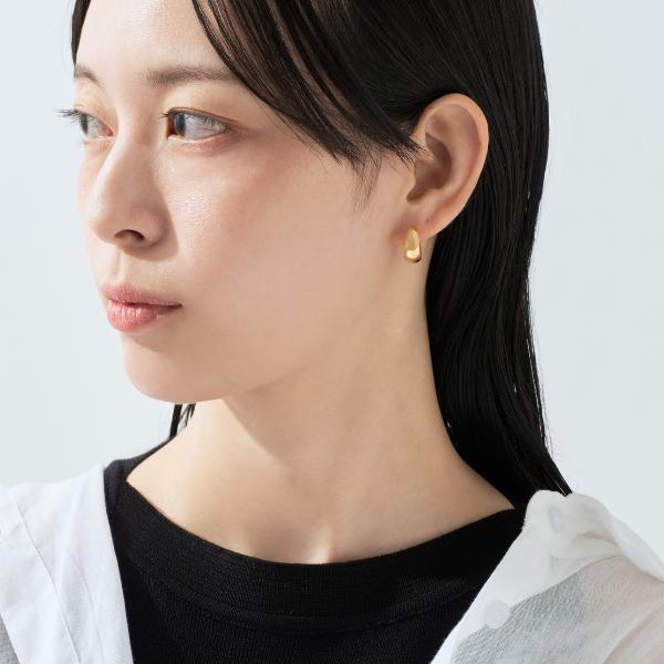 ピアス レディース メンズ ユニセックス  18金 k18 フープ  イエローゴールド シンプル ボリューム プレゼント ギフト  L&Co. エルアンドコーの画像