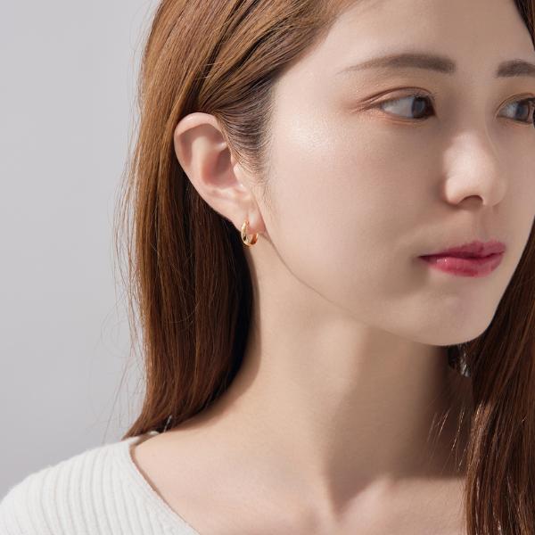 ピアス レディース メンズ ユニセックス  18金 k18 フープ（13×3）  イエローゴールド シンプル ボリューム プレゼント ギフト  L&Co. エルアンドコーの画像