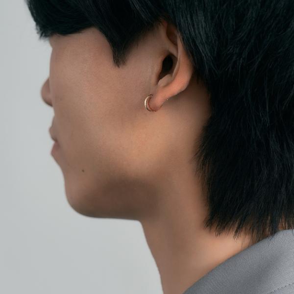 ピアス レディース メンズ ユニセックス  18金 k18 フープ（10×3） イエローゴールド シンプル ボリューム プレゼント ギフト  L&Co. エルアンドコーの画像