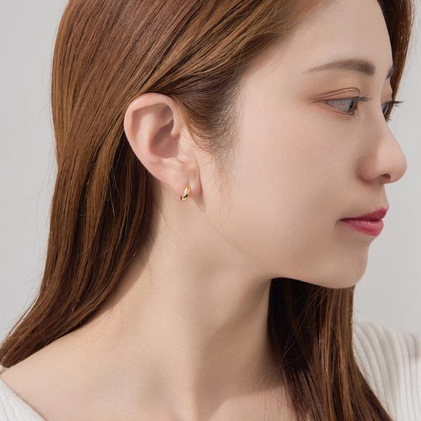 ピアス レディース メンズ ユニセックス  18金 k18 フープ（10×3） イエローゴールド シンプル ボリューム プレゼント ギフト  L&Co. エルアンドコーの画像