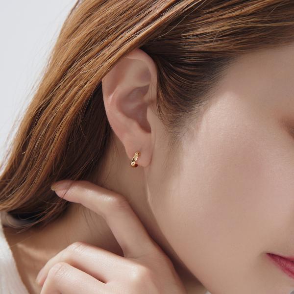 ピアス レディース メンズ ユニセックス  18金 k18 フープ（10×3） イエローゴールド シンプル ボリューム プレゼント ギフト  L&Co. エルアンドコーの画像