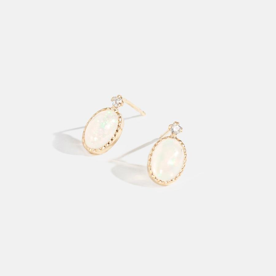 ピアス レディース プレゼント 彼女 妻 ギフト プラチナ K10 オパール ダイヤモンド 0.04ct 上品 かわいい L&Co. エルアンドコーの画像