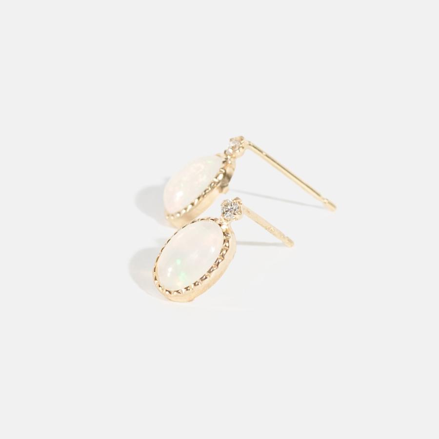 ピアス レディース プレゼント 彼女 妻 ギフト プラチナ K10 オパール ダイヤモンド 0.04ct 上品 かわいい L&Co. エルアンドコーの画像