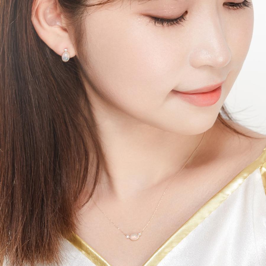 ピアス レディース プレゼント 彼女 妻 ギフト プラチナ K10 オパール ダイヤモンド 0.04ct 上品 かわいい L&Co. エルアンドコーの画像
