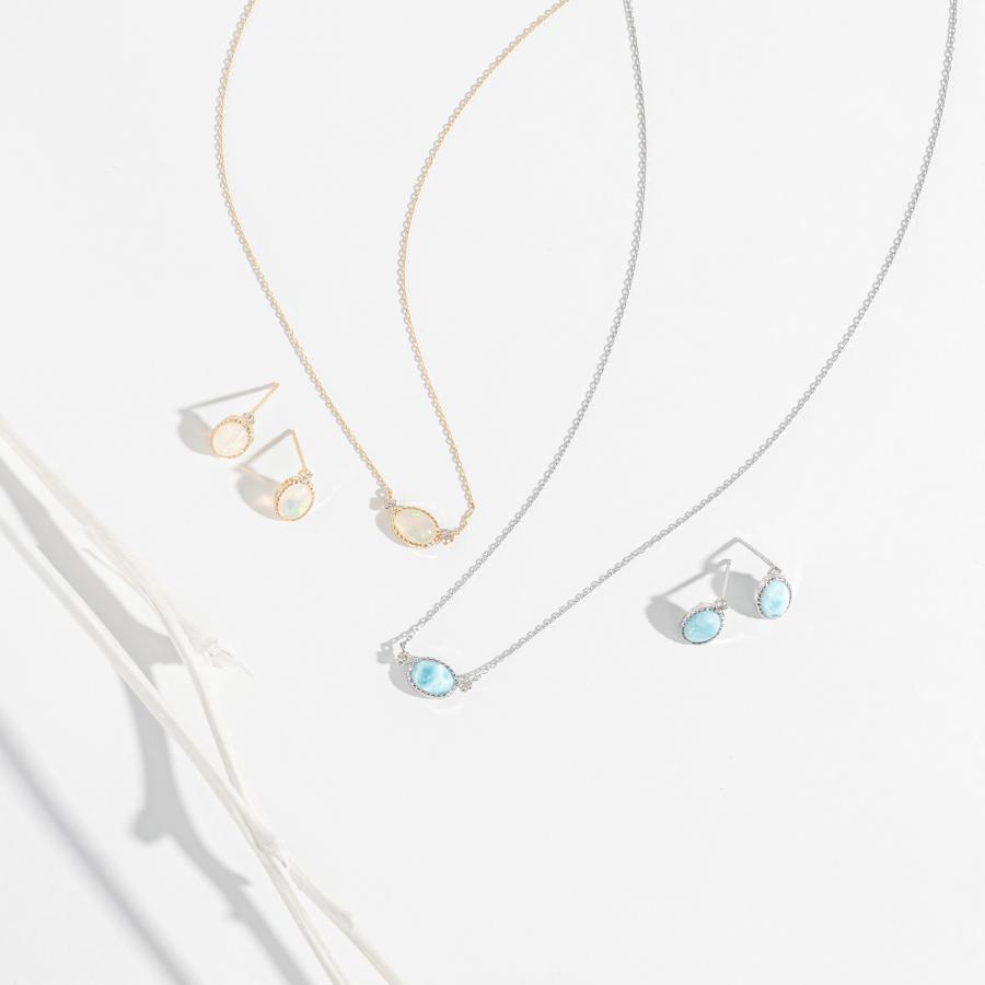 ピアス レディース プレゼント 彼女 妻 ギフト プラチナ K10 オパール ダイヤモンド 0.04ct 上品 かわいい L&Co. エルアンドコーの画像