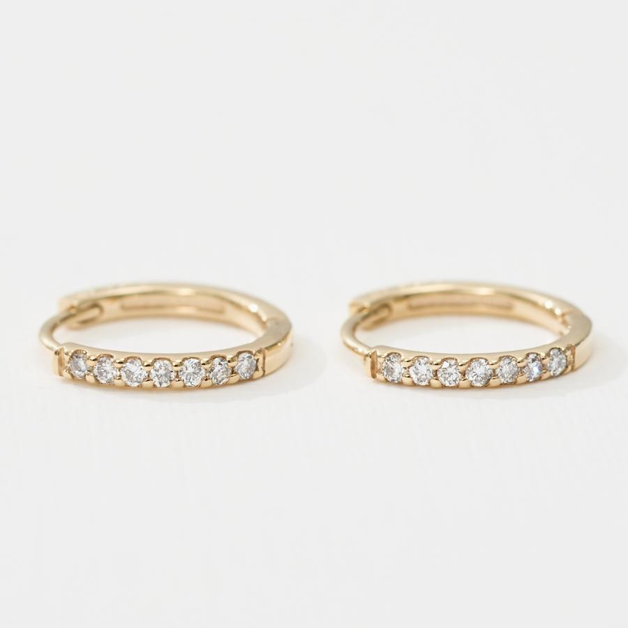 ピアス レディース メンズ フープピアス K10 10金 ダイヤモンド 0.08ct シンプル 上品 おしゃれ L＆Co.（エルアンドコー）の画像