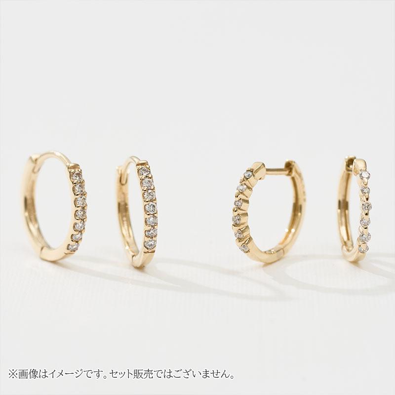 ピアス レディース メンズ フープピアス K10 10金 ダイヤモンド 0.06ct シンプル 小さめ 上品 おしゃれ L＆Co. エルアンドコーの画像