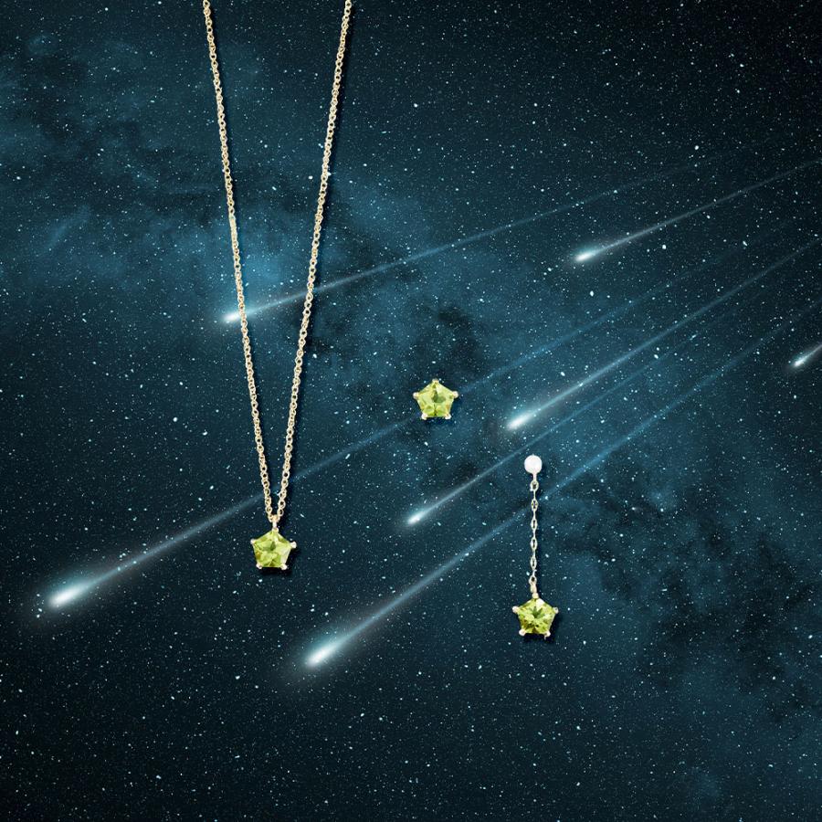 ピアス レディース 10金 K10 イエローゴールド ペリドット カラーストーン シンプル  スター 星 プレゼント ギフト 緑 グリーン L&Co. エルアンドコーの画像