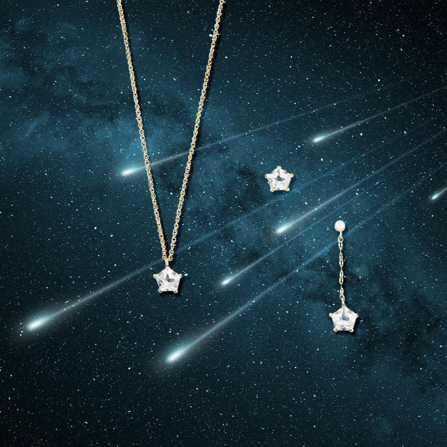 ピアス レディース 10金 K10 イエローゴールド クォーツ カラーストーン シンプル  スター 星 プレゼント ギフト クリア 透明 L&Co. エルアンドコーの画像