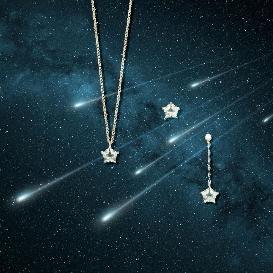 ピアス レディース 10金 K10 イエローゴールド グリーンアメジスト カラーストーン シンプル  スター 星 プレゼント ギフト 緑 L&Co. エルアンドコーの画像