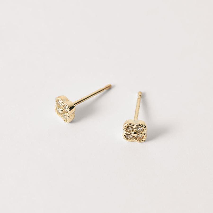 ピアス ダイヤモンド 0.08ct K10 10金 花 フラワーモチーフ シンプル 小さめ 華奢 かわいい 人気アイテム 大人 プレゼント L&Co. エルアンドコーの画像