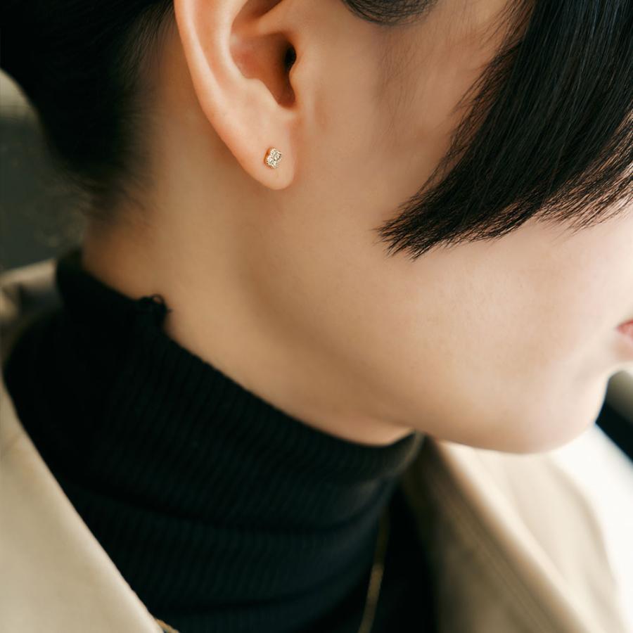 ピアス ダイヤモンド 0.08ct K10 10金 花 フラワーモチーフ シンプル 小さめ 華奢 かわいい 人気アイテム 大人 プレゼント L&Co. エルアンドコーの画像