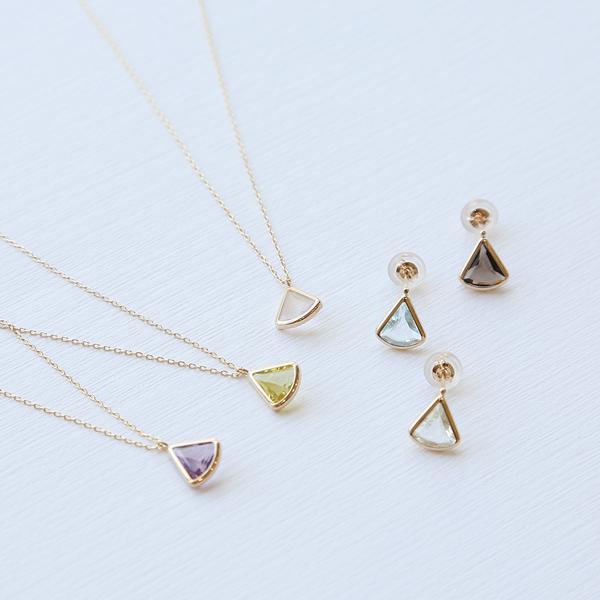 ピアス K10 イエローゴールド ブルートパーズ クオーツ アメジスト