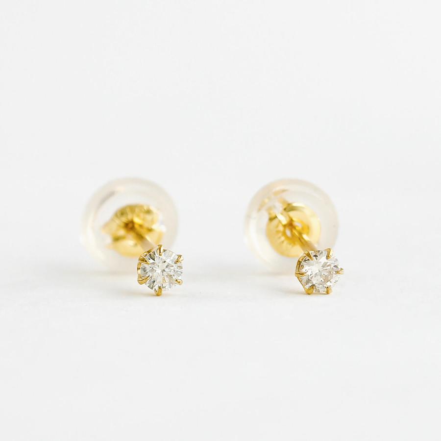 ダイヤモンド ピアス 一粒 計0.1カラット K18YG 18金 30代 40代 シンプル 結婚式 入学式 卒業 卒園 プレゼント L&Co. エルアンドコーの画像
