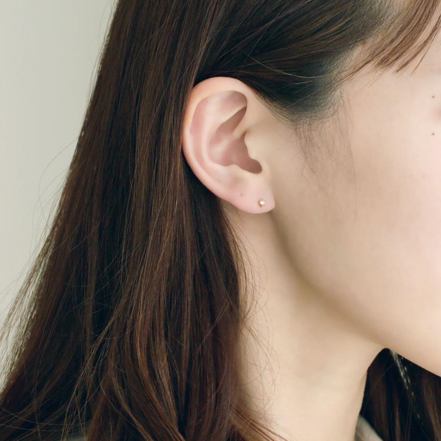 ダイヤモンド ピアス 一粒 計0.1カラット K18YG 18金 30代 40代 シンプル 結婚式 入学式 卒業 卒園 プレゼント L&Co. エルアンドコーの画像