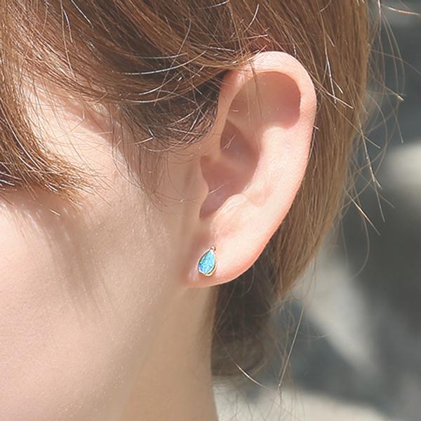 ピアス レディース ボルダーオパール K10 10金 ドロップ 雫 スタッド