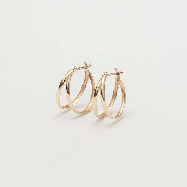 Jewel closet by L&Co. ピアス レディース メンズ 2連 フープ 地金 K10