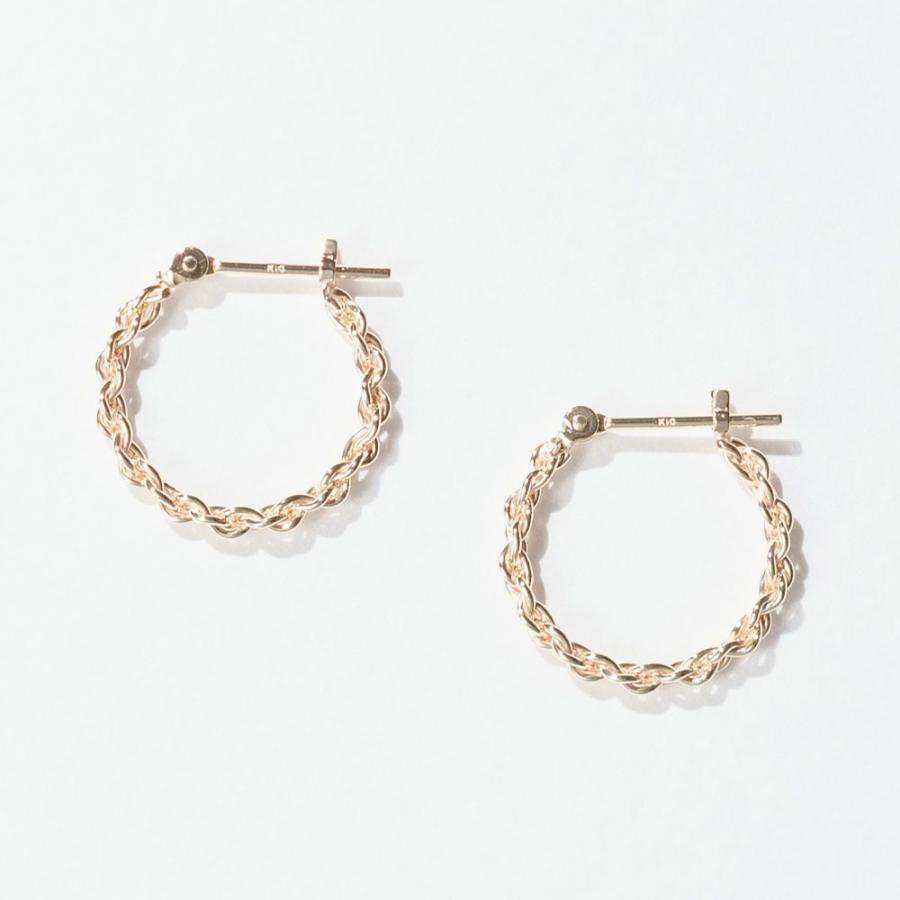 ピアス レディース K10 10金 イエローゴールド   ロープデザイン　フープピアス 　シンプル 小さめ L&Co.エルアンドコーの画像