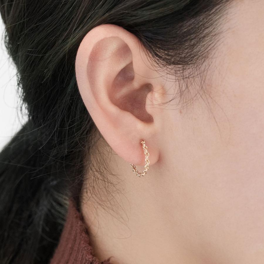 ピアス レディース K10 10金 イエローゴールド   ロープデザイン　フープピアス 　シンプル 小さめ L&Co.エルアンドコーの画像
