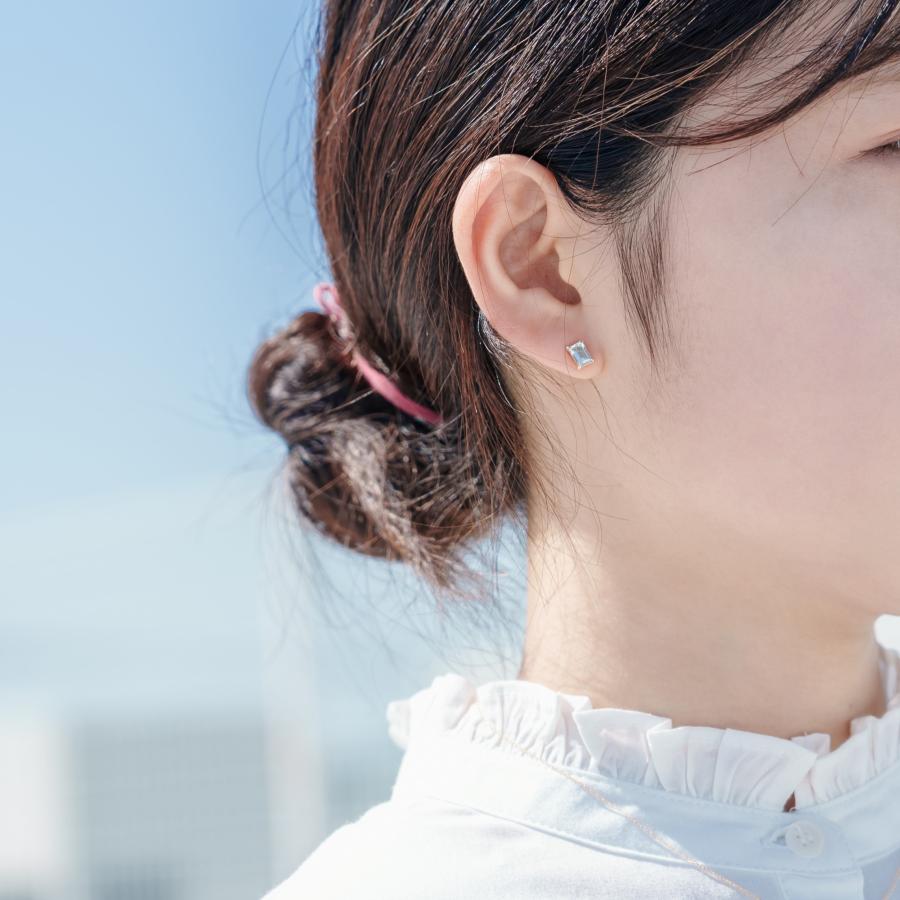 誕生石 3月 ピアス レディース アクアマリン 藍玉 10金 K10 イエローゴールド 水色 四角 友達 彼女 妻 プレゼント ギフト L&Co. エルアンドコーの画像