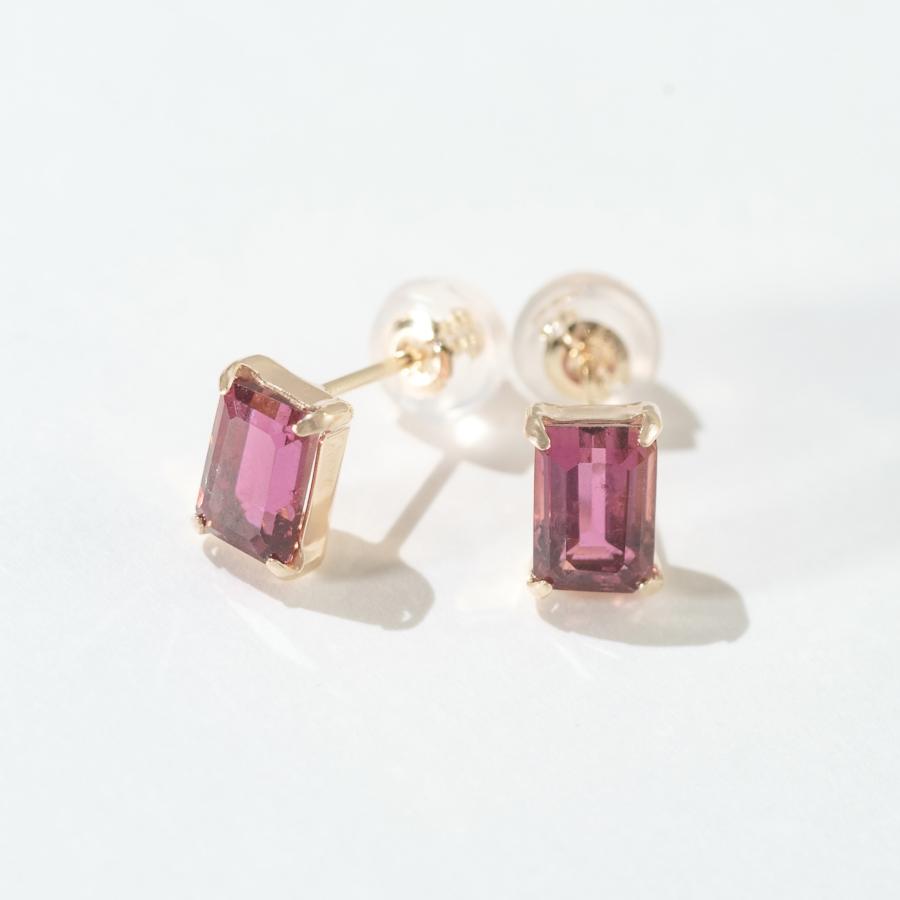 k18YGアメジスト/ピンクトルマリン/ルビーピアス　新品未使用品 Jewel closet by L&Co. 誕生石 10月 ピアス レディース ピンク