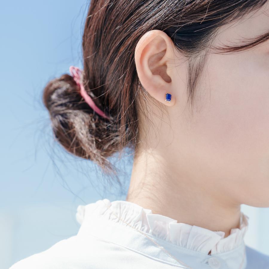 誕生石 12月 ピアス レディース ラピスラズリ 瑠璃 10金 K10 イエローゴールド 青 四角 友達 彼女 妻 プレゼント ギフト L&Co. エルアンドコーの画像