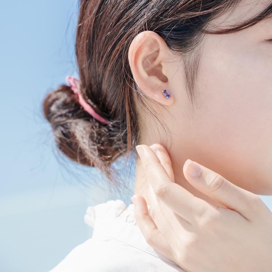 誕生石 12月 ピアス レディース タンザナイト 灰簾石 10金 K10 イエローゴールド 青 紫 四角 友達 彼女 妻 プレゼント ギフト L&Co. エルアンドコーの画像