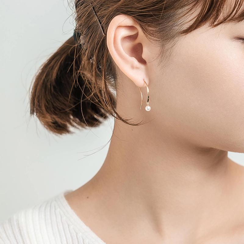ピアス レディース パール アコヤ真珠 一粒 4mm K18 18金 結婚式 冠婚葬祭 成人 卒業 入学 彼女 プレゼント L&Co. エルアンドコーの画像
