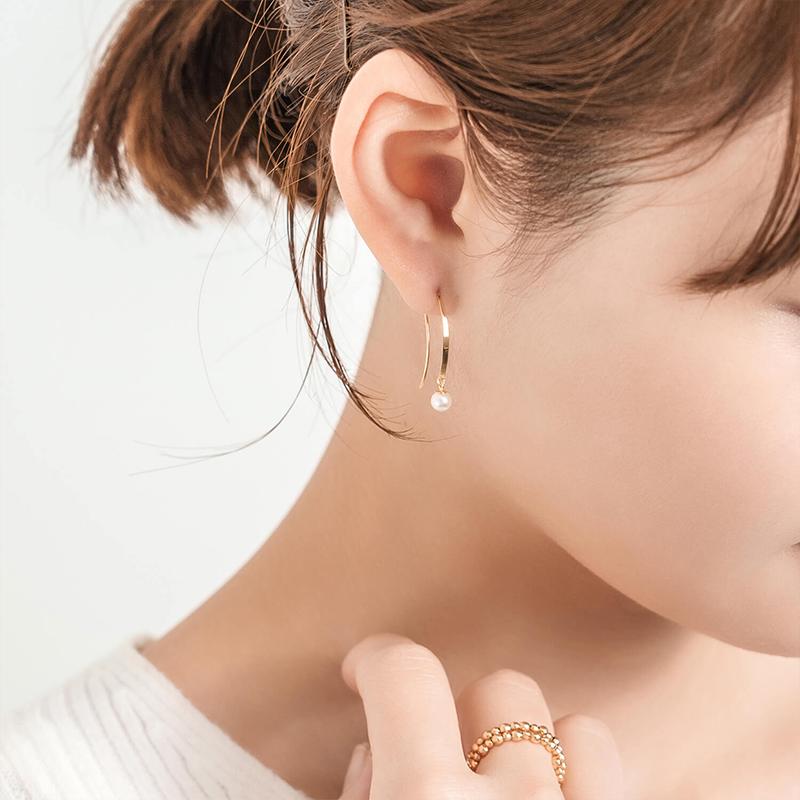 ピアス レディース パール アコヤ真珠 一粒 4mm K18 18金 結婚式 冠婚葬祭 成人 卒業 入学 彼女 プレゼント L&Co. エルアンドコーの画像