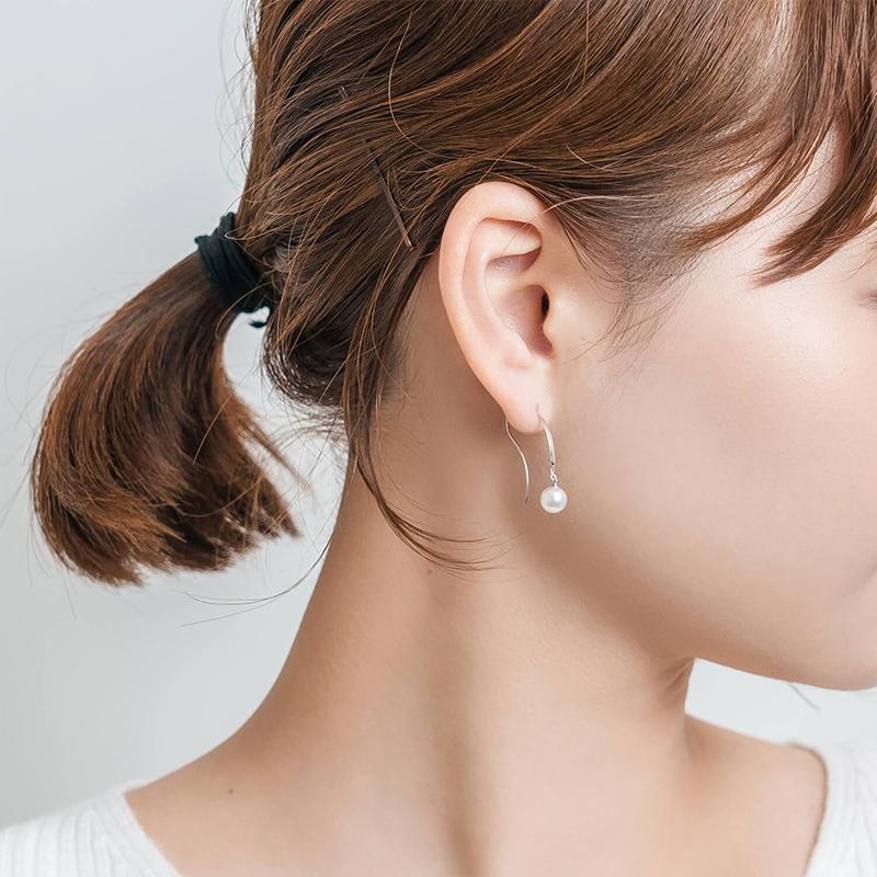 ピアス レディース パール アコヤ真珠 一粒 6mm プラチナ Pt900 結婚式 冠婚葬祭 成人式 卒業 入学式 彼女 プレゼント L&Co. エルアンドコーの画像