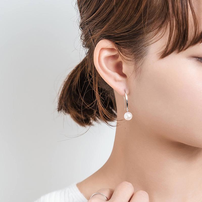 ピアス レディース パール アコヤ真珠 一粒 8mm プラチナ Pt900 結婚式 冠婚葬祭 成人式 卒業 入学式 彼女 プレゼント L&Co. エルアンドコーの画像