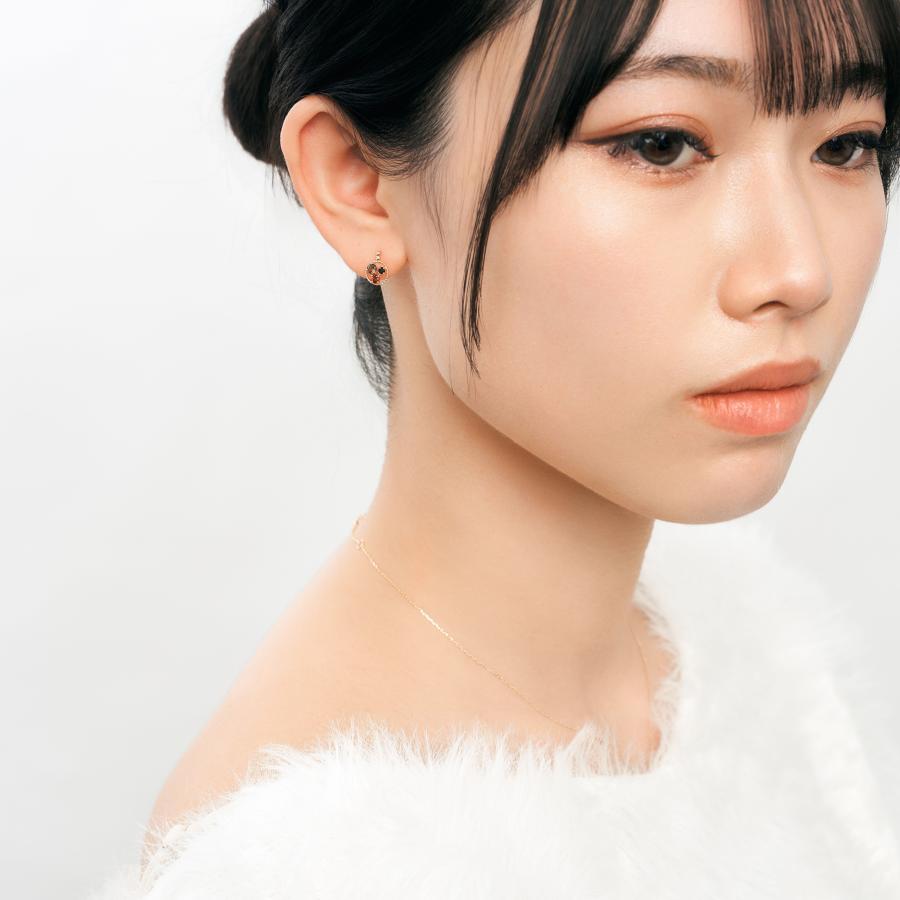 ピアス K10 イエローゴールド カラーストーンスタッドピアス（レッド）ガーネット スモーキークオーツ オニキス candle L&Co.（エルアンドコー）の画像
