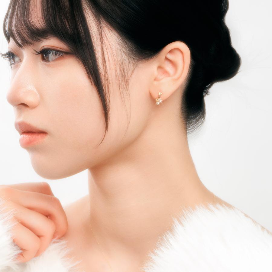 ピアス K10 イエローゴールド カラーストーンスタッドピアス　(イエロー） シトリン・ハニークォーツ・ホワイトトパーズ candle L&Co.（エルアンドコー）の画像