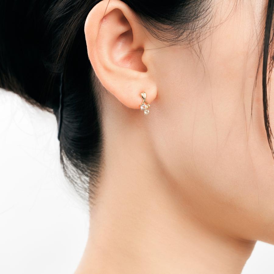 ピアス K10 イエローゴールド カラーストーンスタッドピアス　(イエロー） シトリン・ハニークォーツ・ホワイトトパーズ candle L&Co.（エルアンドコー）の画像