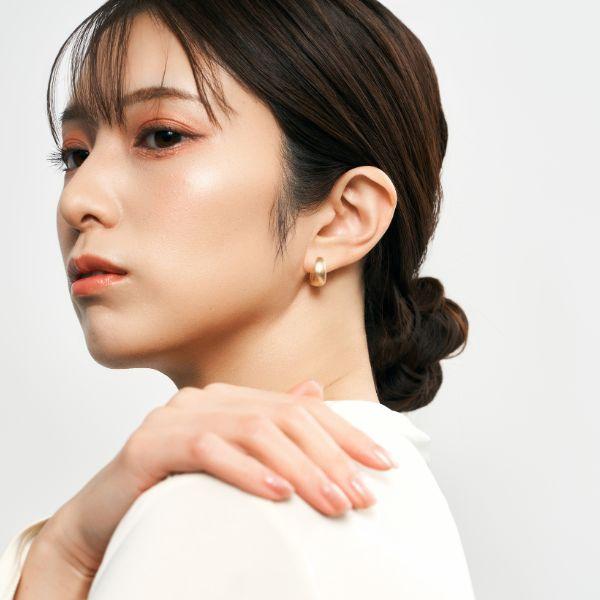 ピアス レディース フープ 地金 K10 10金 シンプル ユニセックス 両耳用 イエローゴールド  L&Co. エルアンドコーの画像