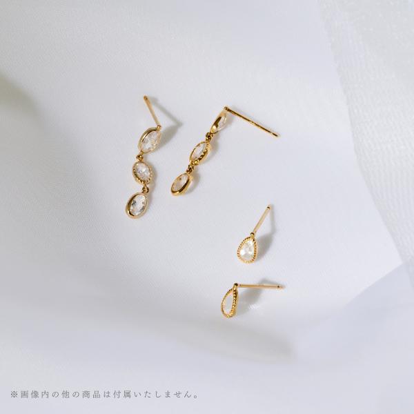 K10  ピアス イエローゴールド スタッドピアス　キュービック　雫  ピアスL&Co.（エルアンドコー）の画像