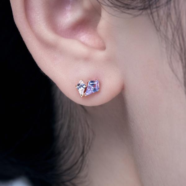 ピアス K10　10金 イエローゴールド カラーストーンスタッドピアス  L&Co.　エルアンドコー　Glow Pierce Collectionの画像