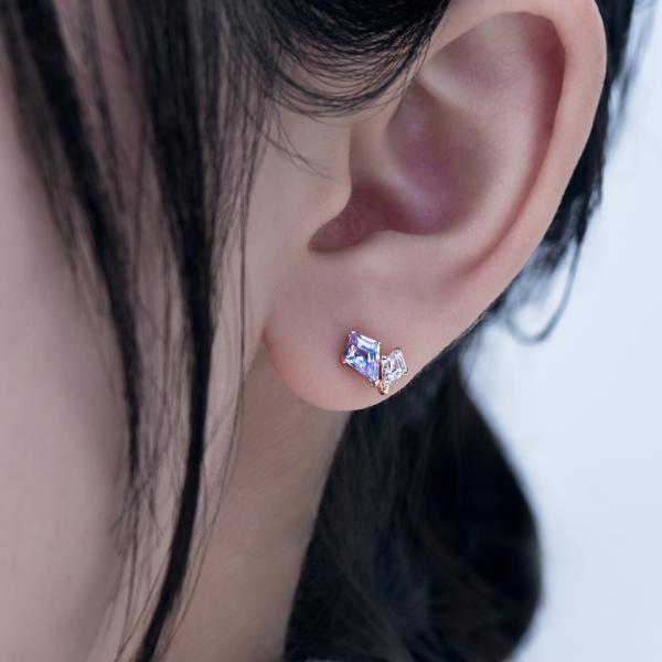 ピアス K10　10金 イエローゴールド カラーストーンスタッドピアス  L&Co.　エルアンドコー　Glow Pierce Collectionの画像